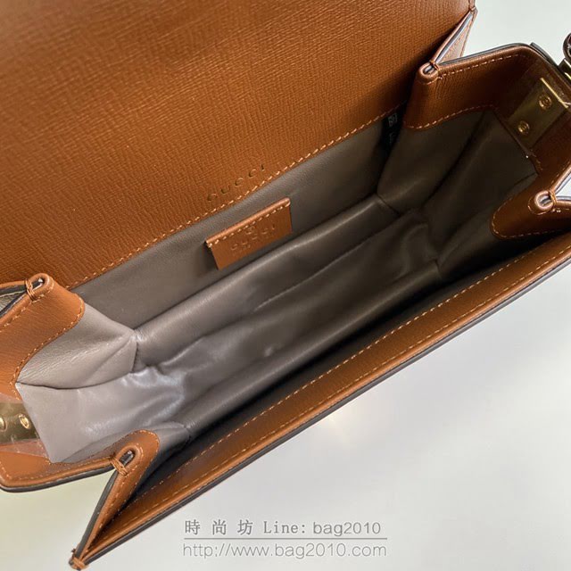 Gucci古馳包包 G家新款女包 款號:615965 Sylvie 1969系列迷你肩背包 古奇棕色織紋皮小斜挎包  gdj1357
